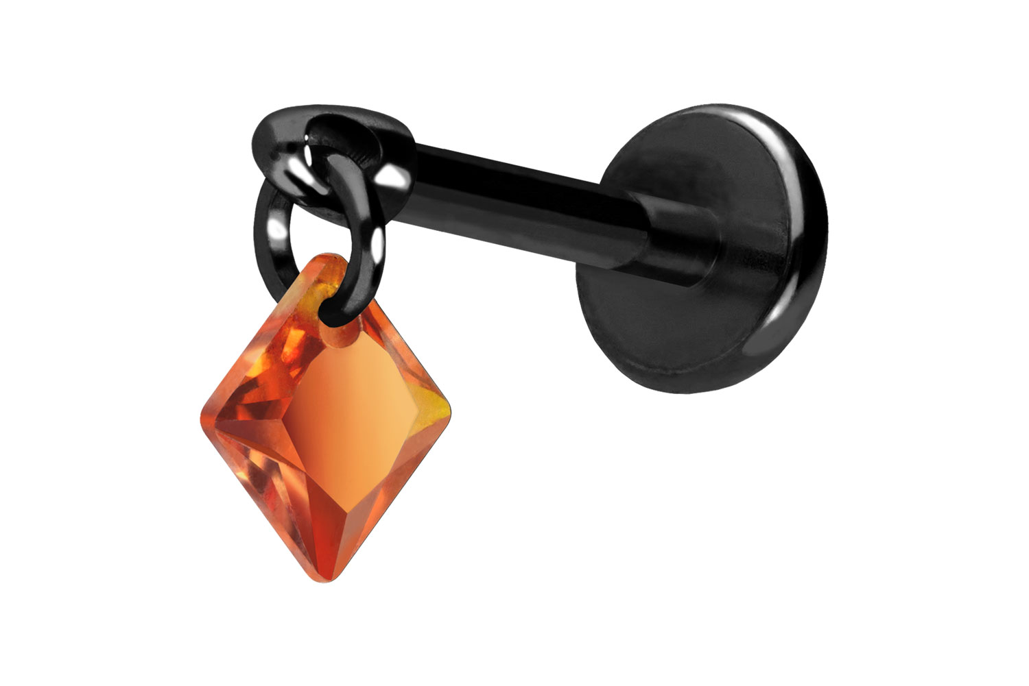 Titan Labret Piercing mit Push Fit KRISTALLQUADRAT